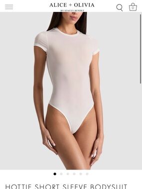Alice + Olivia Off white Short Sleeve Crewneck Bodysuit